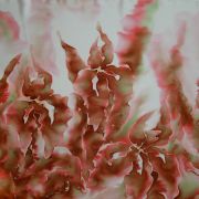 irysy w jesiennym rudym - splot atłasowy - szal jedwabny ręcznie malowany
