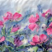 kwiaty polne - habotai5 - szal jedwabny ręcznie malowany