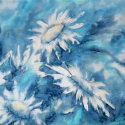 margerytki morskie z akcentami wanilii - satynka - jedwab ręcznie malowany