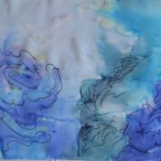 róże niebieskie rysunek kreską - habotai10 - szal jedwabny ręcznie malowany