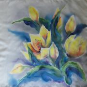 tulipany w jasnym popielu - habotai8 - apaszka jedwabna ręcznie malowana