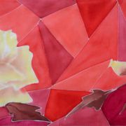 witrażowy z różami w czerwieni - habotai8 - szal jedwabny ręcznie malowany