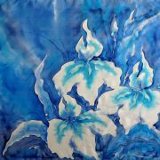 irysy niebieskie - habotai5 - apaszka jedwabna ręcznie malowana