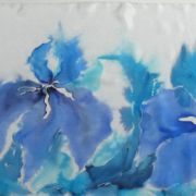 irysy niebiesko-turkusowe - habotai5 - szal jedwabny ręcznie malowany
