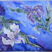 irysy w niebieskim - habotai5 - apaszka jedwabna ręcznie malowana