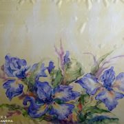 irysy wielkie kwiaty - habotai5 - chusta jedwabna ręcznie malowana