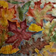 jesienne liście - habotai5 - apaszka jedwabna ręcznie malowana