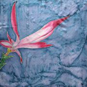 kwiat w granacie - habotai5 - chusta jedwabna ręcznie malowana