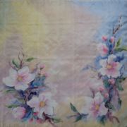 kwiaty jabłoni na jasnym pastelowym tle - habotai5 - chusta jedwabna
