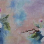 kwiaty jabłoni w pastelach - habotai5 - szal jedwabny ręcznie malowany