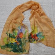 kwiaty na jasnym tle - habotai5 - szal jedwabny ręcznie malowany