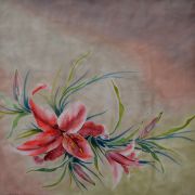 lilia w pastelach - krepa - chusta jedwabna ręcznie malowana