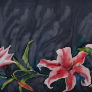 lilie w grafitach - habotai8 - pareo jedwabne ręcznie malowane