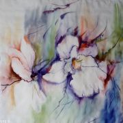 magnolia - krepa - chusta jedwabna ręcznie malowana