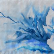 magnolie w niebieskim - habotai8 - szal jedwabny ręcznie malowany