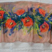 maki w cielistym różu - habotai5 - szal jedwabny ręcznie malowany