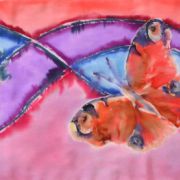 motyle - krepa - szal jedwabny ręcznie malowany