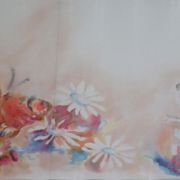 motyle w cielistym beżu - habotai7 - szal jedwabny ręcznie malowany