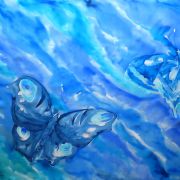 motyle w turkusach - habotai5 - apaszka jedwabna ręcznie malowana
