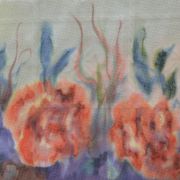róże jesienne - muślin - szalo-chusta jedwabna ręcznie malowana