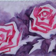 róże kubistyczne bordo-lila-śliwka - habotai8 - jedwab ręcznie malowany