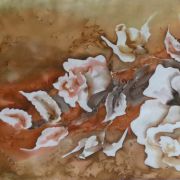 róże monochromatyczne w brązach - habotai7 - jedwab ręcznie malowany