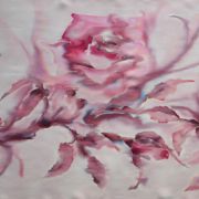 róże różowo-wrzosowe - splot atłasowy - szal jedwabny ręcznie malowany