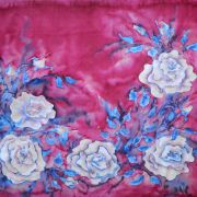 róże w amarantach - habotai5 - chusta jedwabna ręcznie malowana