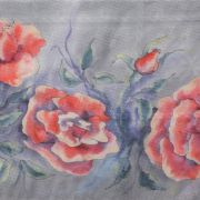 róże w chłodnych popielach - muślin - szalo-chusta jedwabna ręcznie malowana