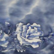 róże w gołębim popielu - splot atłasowy - szal jedwabny ręcznie malowany
