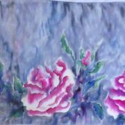 róże w marmurkowym popielu - krepa - szal jedwabny ręcznie malowany