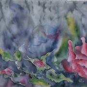 róże w marmurkowym popielu2 - krepa - szal jedwabny ręcznie malowany