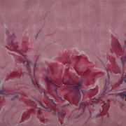 róże wrzosowe - krepa - szal jedwabny ręcznie malowany